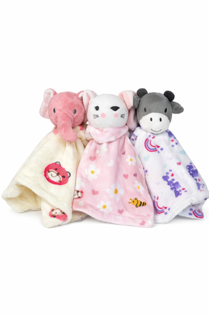 Manta de apego peluche bebé animales - Set X3